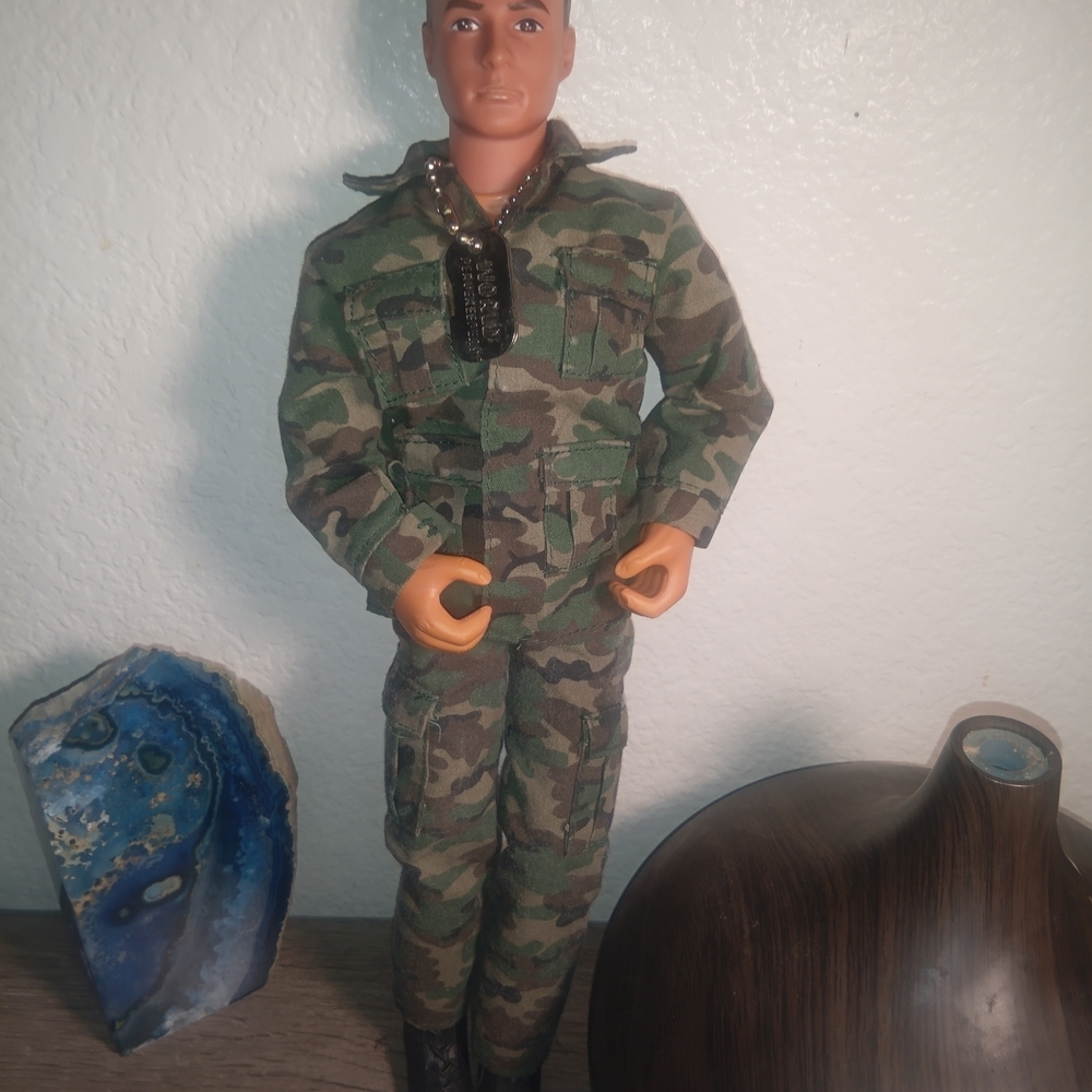 Camouflage Action Figure with Dog Tags